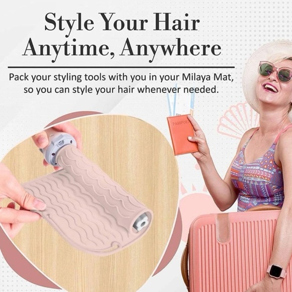 Pink silicone Portable Hair Straightener Insulation Pad - countertop protector - Picture 2 of 8